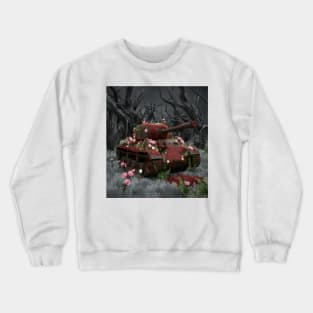 AI generated rusted old tank with roses Crewneck Sweatshirt